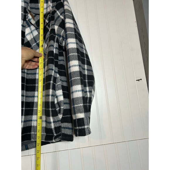 Men's Mountain Ridge Sherpa Lined Jacket Flannel Hood Blue White Size small - Picture 6 of 8